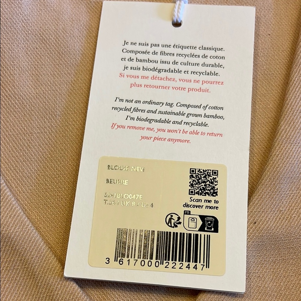 Sezane NEVI blouse cream NWT new with tags 36 size 4 - Picture 4 of 8